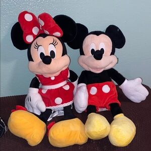 Disney Red and Black Stuffed Animals Mickey and Minnie